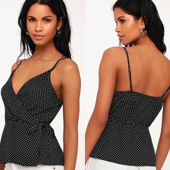Lulus Tops - Lulus | Lottie Dottie Polka Dot Wrap Tank